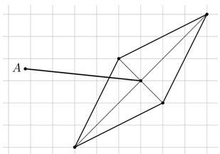 Нарисуй кратчайшую линию соединяющую точку а с центром ромба