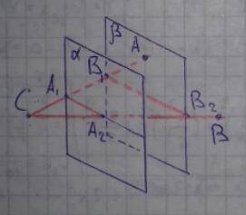 Плоскость альфа пересекает стороны угла acb в точках a1 и а2, а параллельная ей плоскость бета - в т