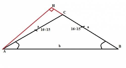 Вравнобедренном треугольнике abc с основанием ab боковая сторона равна 16 корень из 15 , sin bac = 0