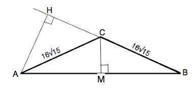 Вравнобедренном треугольнике авс с основанием ав боковая сторона равна 16√15, sin bac = 0,25. найдит