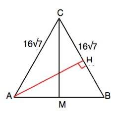 Вравнобедренном треугольнике авс с основанием ав боковая сторона равна 16sqrt7 , sin вас = 0,75. най