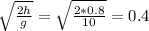 \sqrt{ \frac{2h}{g} } = \sqrt{ \frac{2*0.8}{10} } = 0.4