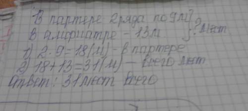 Втеатре ученики третьего класса заняли в партере 2 ряда, по 9 мест в каждом, и ещё 13 мест в амфиатр