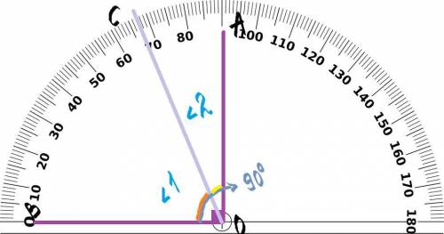 Луч ос делит прямой угол аов на два угла. найдите градусную меру меньшего изполучившихся углов, если