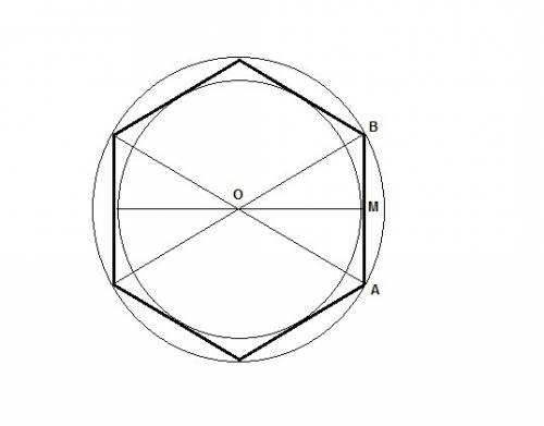 Радиус вписанной окружности правильного шестиугольника равен как 4 корня из 3 см. чему равен радиус