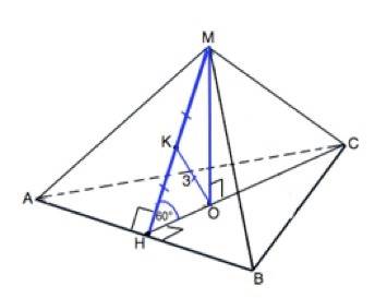 Надо решение. в правильной треугольной пирамиде плоский угол при основании равен 60. отрезок соединя