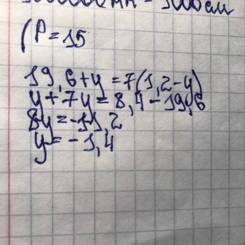 Найдите корень уравнения 19,6+у=7(1,2-у)