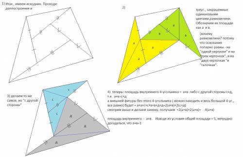 Даны два выпуклых четырехугольника abcd и a'b'c'd', причем точка a является серединой отрезка a'd, b