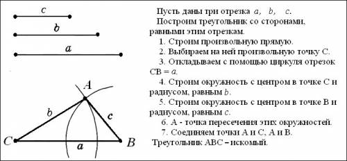 Построение треугольника по трем сторонам