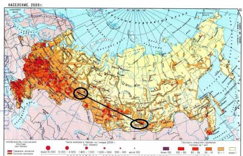 Как изменяются показатели плотности населения на территории между тюменью и иркутском