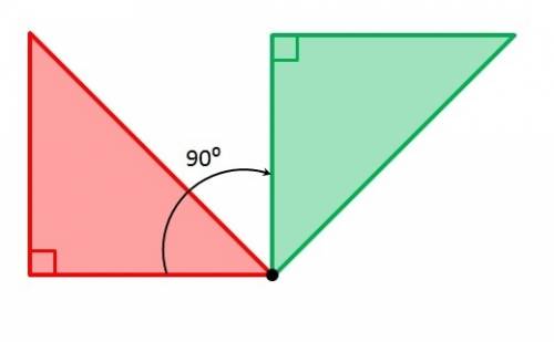 Решить .начертите прямоугольный равнобедренный треугольник.выполнить поворот этого треугольника 90гр