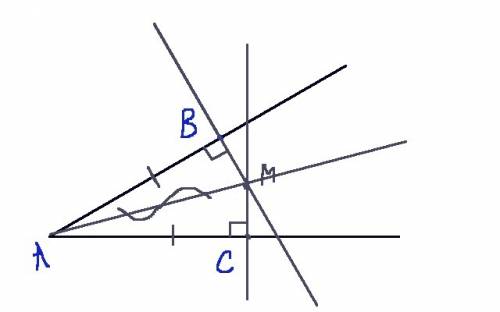 На сторонах угла a отмечены точки b и c так, что ab=ac. через точки b и с проведены прямые, перпенди