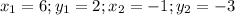 x_1=6;y_1=2;x_2=-1;y_2=-3