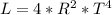 L = 4 * R^{2} * T^{4}