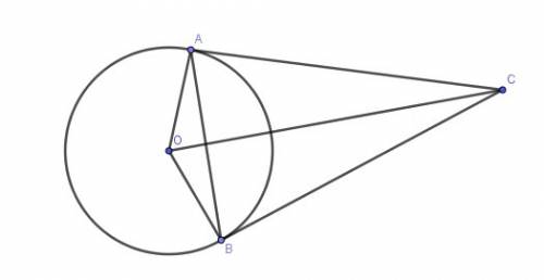Касательные в точках а и в к окружности с центром в точке о пересекаются под углом 52° найдите угол