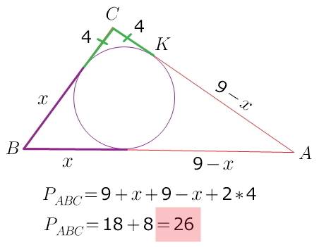 Трикутник авс описаного навколо кола, точки n. k. p- точки дотику, знайдіть периметр трикутника авс,