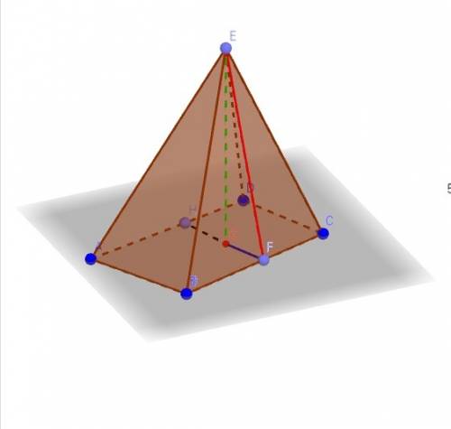 Определите боковую поверхность правильной 4-х угольной пирамиды, если её высота равна 4см, а апофема