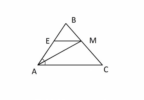 Нужен рисунок.отрезок am-биссектриса треугольника abc.через m проведена прямая,параллельная ac и пер