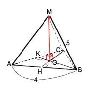 Bправильной треугольной пирамиде sabc сторона основания равна 4 см а боковое ребро 5 см найдите объе