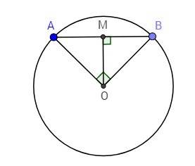 Хорда ab равна 18 см oa и ob радиусы окружности-радиус окружности,причем игол aob равен 90 градусов.