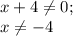 x+4\ne 0;\\\ x\ne -4