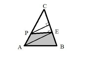 Дан треугольник авс с площадью 30 см^2. на стороне вс взята точка е, на стороне ас взята точка р так