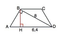 Диагональ равнобедренной трапеции равна 8 дм и перпендикулярна боковой стороне. средняя линия трапец