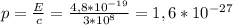 p = \frac{E}{c} = \frac{4,8*10^{-19}}{3*10^8} = 1,6*10^{-27}