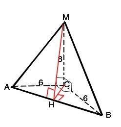 Три смежных ребра треугольной пирамиды попарно перпендикулярны и равны 6см,6см и 8 см.найдите площад