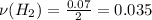\nu(H_2) = \frac{0.07}{2} = 0.035
