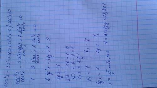 Cos^2x-3sinxcosx+2sin^2x=0 решить уравнение