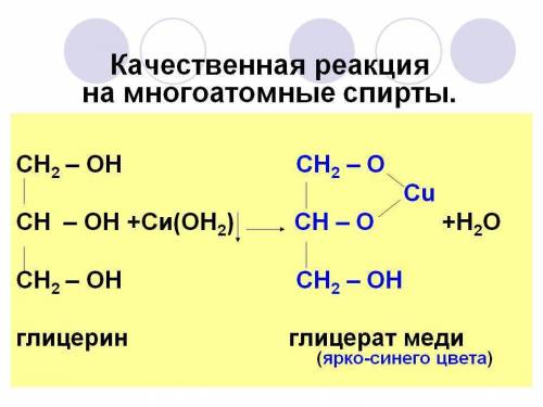 Написать уравнение реакции на многоатомные спирты.