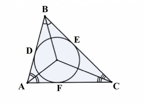 Окружность, вписанная в треугольник авс, имеет точку качания d со стороной ab. найдите отрезок вс, е