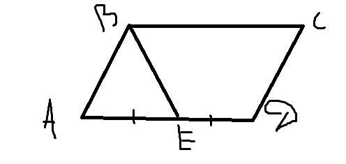Площадь параллелограма =28. медиана ве делит сторону аd на две равные части. найдите площадь трапцеи