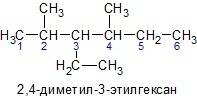 Составьте стуктурную формулу 2,4-диметил-3-этилгексан