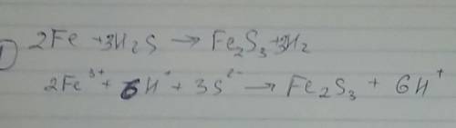 Нужно составить уравнения реакций в ионной и молекулярной форме: a) fe(3+)+h2s= б) fe(2+)+br2+h(+)=