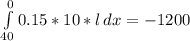 \int\limits^0_{40} {0.15*10*l} \, dx =-1200