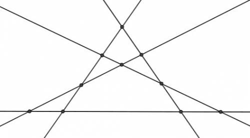 Обозначены точки пересечения каждых двух из четыре прямых.каково наибольшее число из этих точек? а е