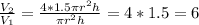 \frac{V_2}{V_1}= \frac{ 4*1.5\pi r^2h}{ \pi r^2h} =4*1.5=6