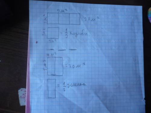 1)какова площадь клумбы, если 9 кв.м. составляют одну третью ее часть? (реши с чертежа) 2)какова пло