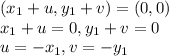 ( x_{1} + u, y_{1} + v) = (0,0) \\ x_{1} + u = 0, y_{1} + v = 0 \\ u = - x_{1} , v = - y_{1}