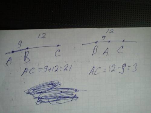 Вычисли длину отрезка ca, если ab=9дм и bc=12дм.