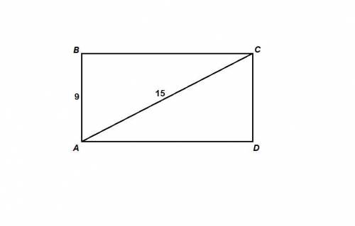 Найти площадь прямоугольника если его диагональ равна 15 см а одна из сторон -9 см