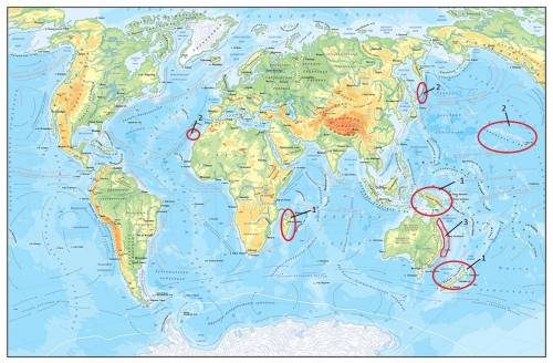 Укажите на карте острова материкового вулканического и кораллового происхождения