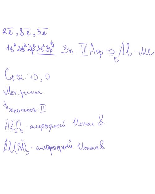Дать характеристику элементу, имеющему следующее строение атома (2е; 8е; 3е.) составьте формулы, окс