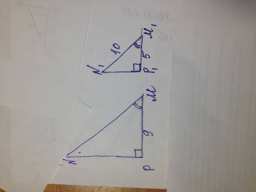 Впрямоугольном треугольнике mnp и m1 n1 p1 известно, что угол p равен углу p1 равно 90 градусов, уго