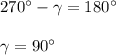 270^\circ-\gamma=180^\circ\\\\ \gamma=90^\circ