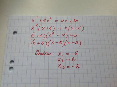 Решить это уровнение, x^3+6x^2=4x+24