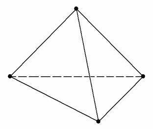 На рисунке-треугольная пирамида,сколько ребер видно и сколько не видно