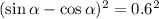 (\sin \alpha -\cos \alpha )^2=0.6^2